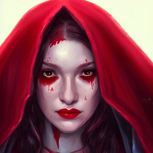 Image similar to Portrait of Wanda the scarlet witch, Marvel, crying blood, screaming, highly detailed, anger, fear, ominous background, artstation, trending on ArtStation, by smile _zPRO