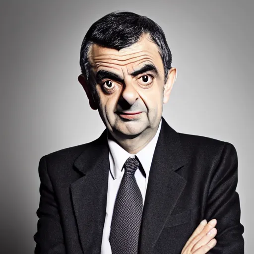 Image similar to A portrait mr bean teams up with a teenage rowan atkinson, perfect faces, 50 mm, award winning photography