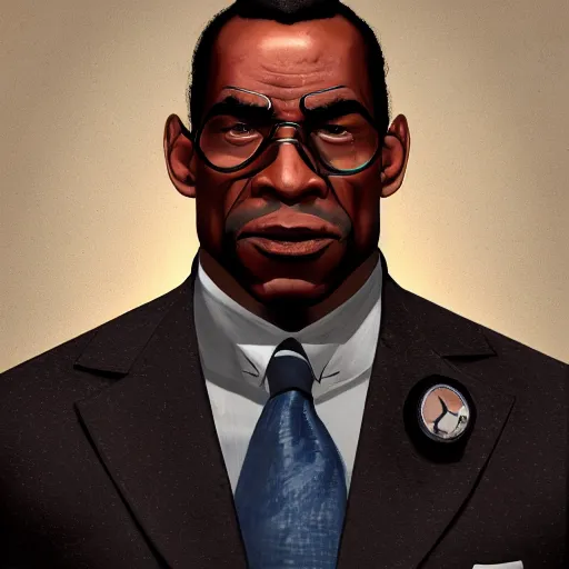 Image similar to a portrait of a muscular older black man with cornrows and a suit with a monocle on, D&D, sci-fi, elegant, hopeful, muscular, highly detailed, digital painting, artstation, concept art, smooth, sharp focus, illustration