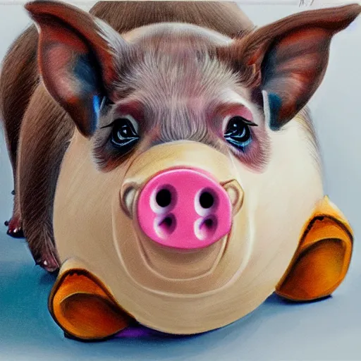 Image similar to a crypto piggy bank, hyper realism, trending on art station