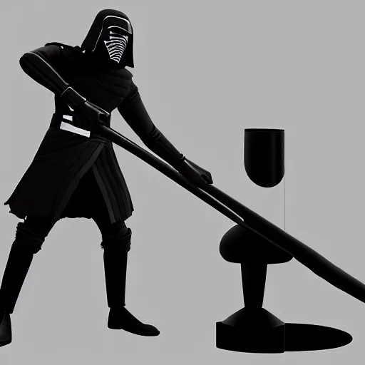 Image similar to kylo ren, ultra sharp lines, rubber hose animation, 4 k, cartoon, unreal engine 5, black and white color