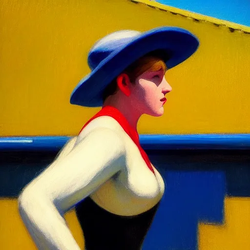 Prompt: A beautiful close-up of a bullfighter, digital art by Edward Hopper, vibrant color scheme, highly detailed, in the style of romanticism, fine Art, high detail, great lighting, 8k resolution, masterpiece, concept art, illustration, clear eyes, soft lighting, soft details, painting oil on canvas, octane render, HDR, trending on artstation, 4k, 8k, HD