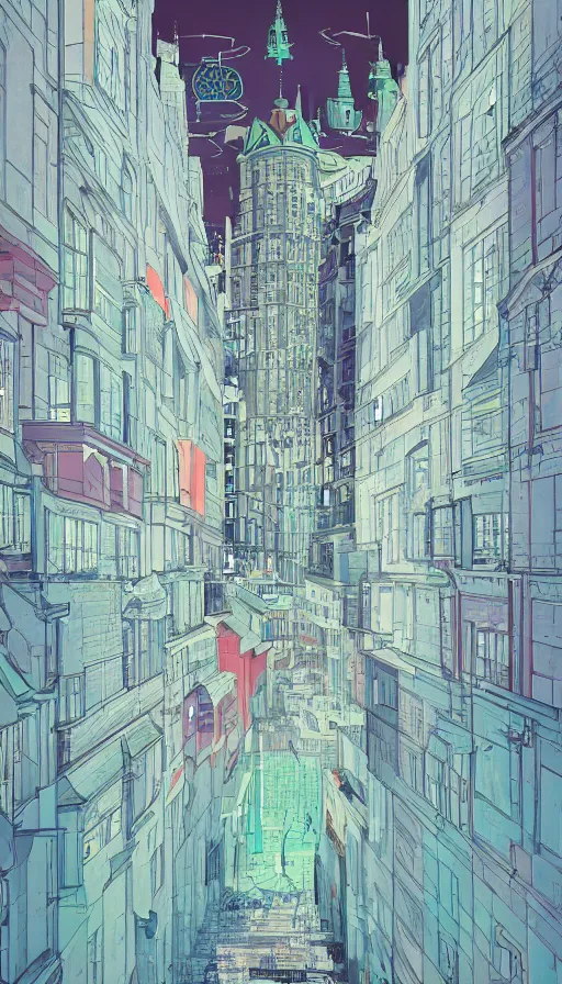 Image similar to stockholm city portrait of a beautiful world, by james jean and beeple