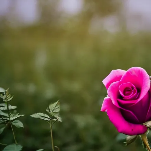 Prompt: a beautiful beautiful beautiful beautiful beautiful photo of a rose in a grass field