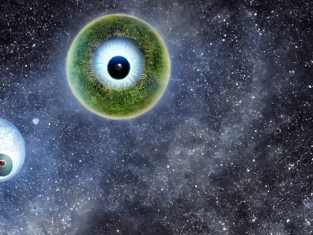 Prompt: close-up of someone's real-life eyeball with the entire earth, stars, and space reflected in it, 8k resolution, unreal engine