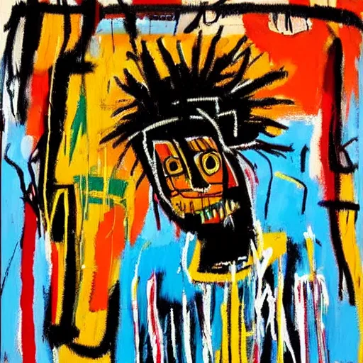 Image similar to a beautiful art by jean michel basquiat