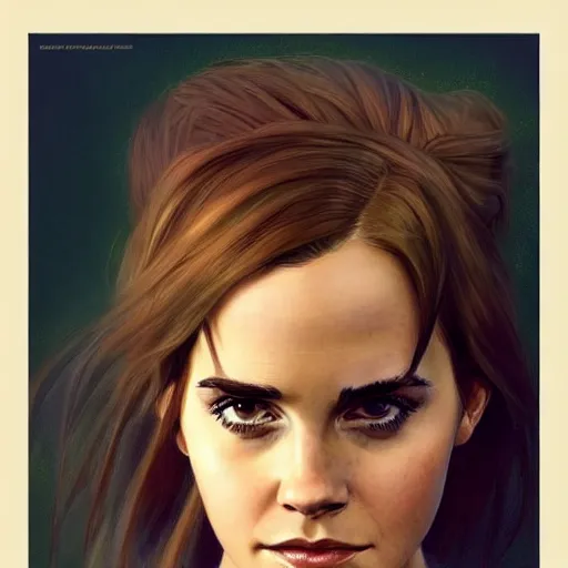 Image similar to Africa, beautiful portrait of Very funny actress Emma Watson like monkey face looking like an old monkey, Emma Watson actress blended monkey face, like , powerful , magic, thunders, dramatic lighting, intricate, wild, highly detailed, digital painting, artstation, concept art, smooth, sharp focus, illustration, art by artgerm and greg rutkowski and alphonse mucha, footage