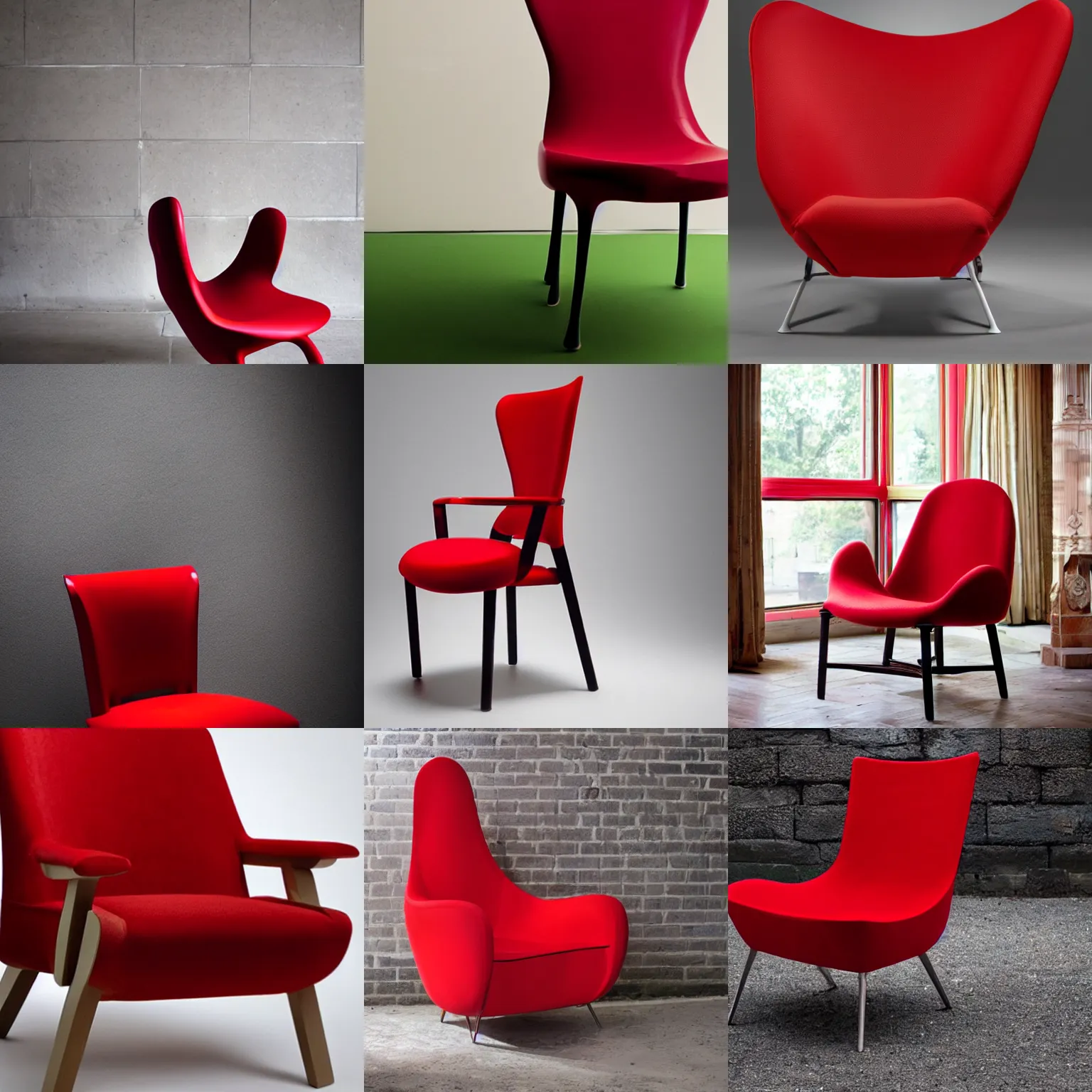 Prompt: a beautiful red chair designed by marc newson