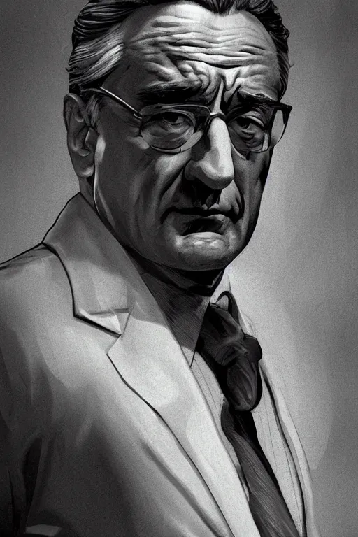 Prompt: portrait of Robert de niro as noir detective, Single face, dramatic lighting, cinematic, establishing shot, extremly high detail, photo realistic, cinematic lighting, post processed, concept art, artstation, matte painting, style by eddie mendoza, raphael lacoste, alex ross