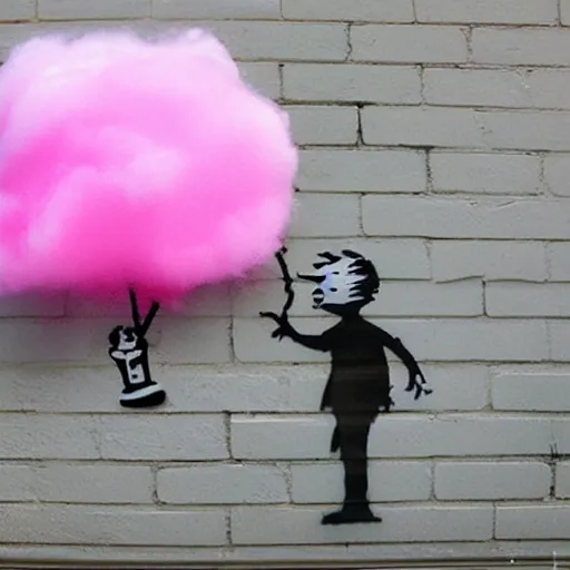 Prompt: cotton candy by banksy