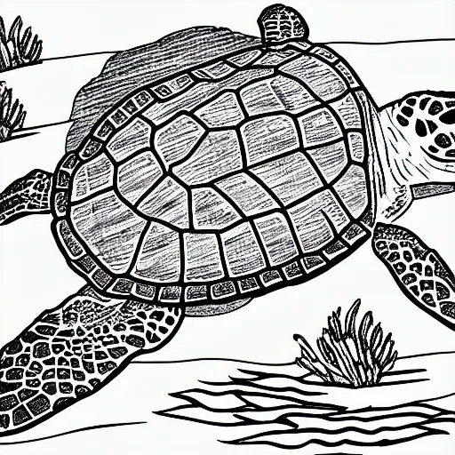 Image similar to grayscale coloring page of an underwater sea turtle