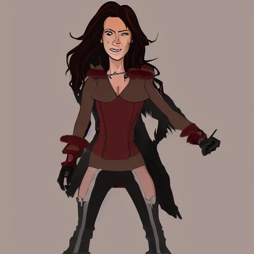 Prompt: kate beckinsale in van helsing, drawn as a cartoon character