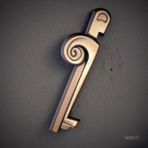 Prompt: a stylised key for the doors, key is on the center of image, point and click game inventory item, very detailed, dynamic lights, on the solid color background, high poly vray render, stylised textures, trending on artstation