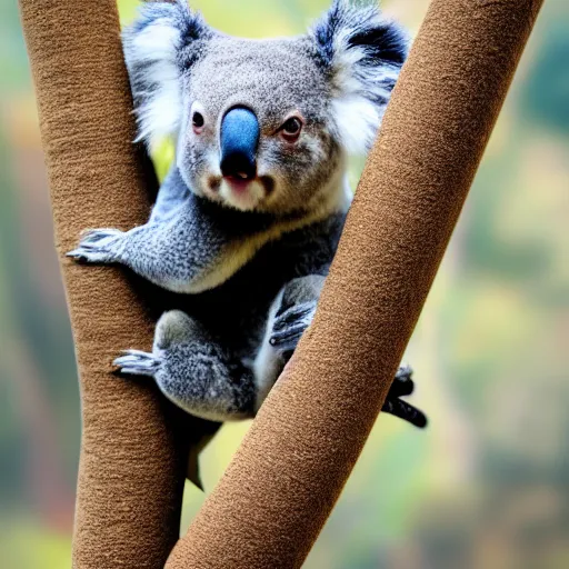 Image similar to koala walking on a rope, high