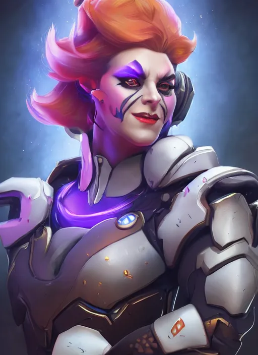 Prompt: !dream character portrait of a fusion of Moira from Overwatch and Roadhog from Overwatch by ArtGerm and Tom Bagshaw, 4k, highly detailed, cinematic lighting, characters merged