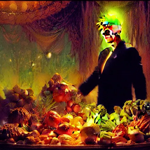 Image similar to bill clinton made of vegetables!!!, radiant light, caustics, heroic, bright iridescent light, by gaston bussiere, bayard wu, greg rutkowski