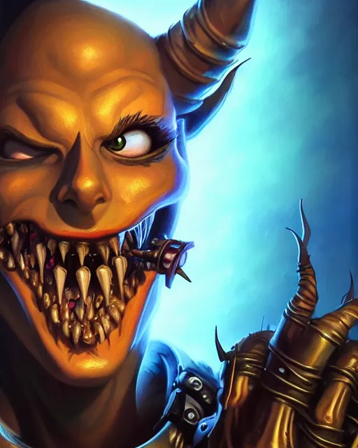 Image similar to junkrat from overwatch, frowning, fantasy, fantasy art, fantasy, colorful, elegant, character portrait, portrait, close up, highly detailed, intricate detail, amazing detail, sharp focus, vintage fantasy art, vintage sci - fi art, radiant light, caustics, by boris vallejo