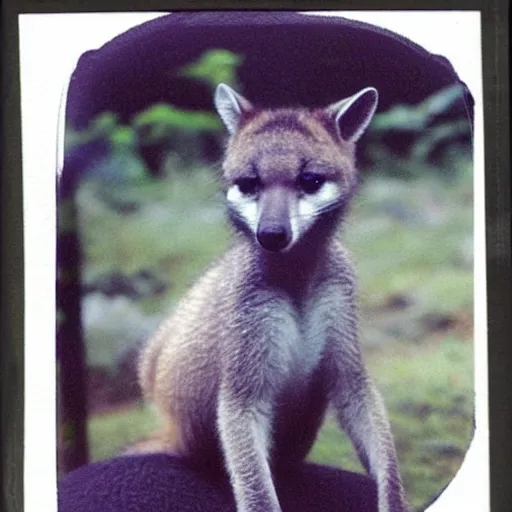 Image similar to real picture of baby thylacine taken with Polaroid