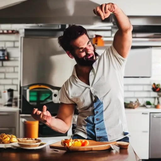 Image similar to photo of a man dancing in the kitchen, the kitchen is a mess, shutterstock, getty images, istockphoto,