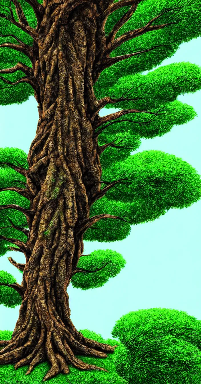 Image similar to realistic photo of big money tree, very sharp focus, in the style of greg rutswoski, very hyper realistic, highly detailed, fantasy art station