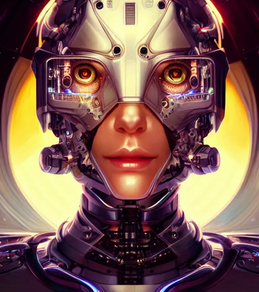 Prompt: symmetry portrait of alain chabat cyberborg ultra detailed, intricate, anime, dynamic lighting, digital art, digital painting, art station, wlop, sharp focus, illustration, art by artgerm and greg rutkowski and alphonse mucha