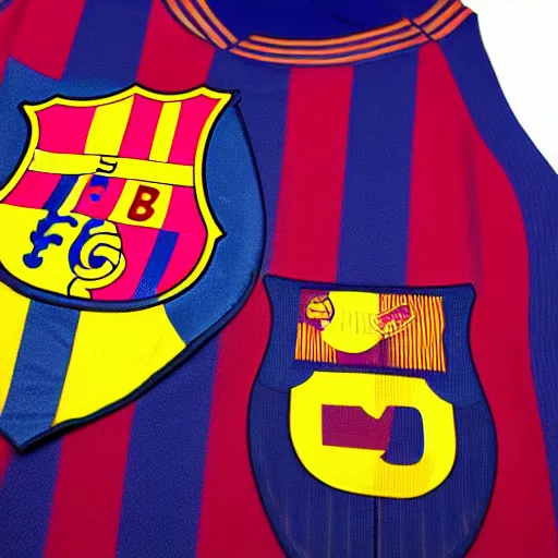 Image similar to FC Barcelona soccer jersey, realistic, 4k, uhd, real life