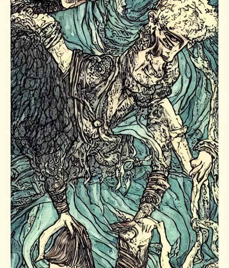 Prompt: the fool tarot card in the style of becky cloonan