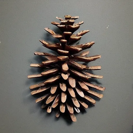 Prompt: pinecone made of knives