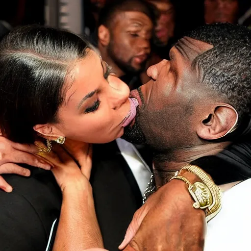 Prompt: 5 0 cent kissing with jayceon terrell taylor