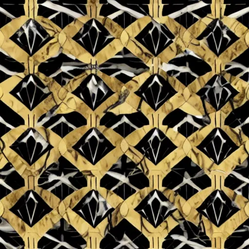 Prompt: Art Deco Geometric pattern, gold, white marble, high resolution, black marble