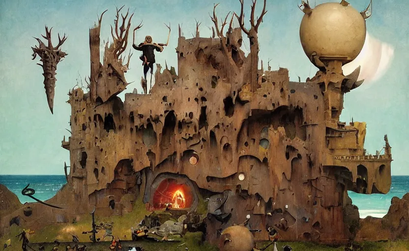 Image similar to full body cinematic fighting of gaunter o'dimm and the unseen elder, concept art, action pose, very coherent and colorful high contrast masterpiece by norman rockwell franz sedlacek hieronymus bosch dean ellis simon stalenhag rene magritte gediminas pranckevicius