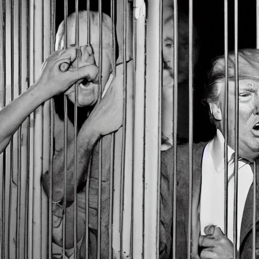 Prompt: candid color photo of Donald Trump being bullied in his jail cell . photo for Vanity Fair