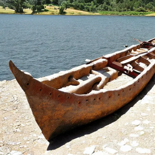 Image similar to early byzantine pentekonter ship, primitive, single rowing deck