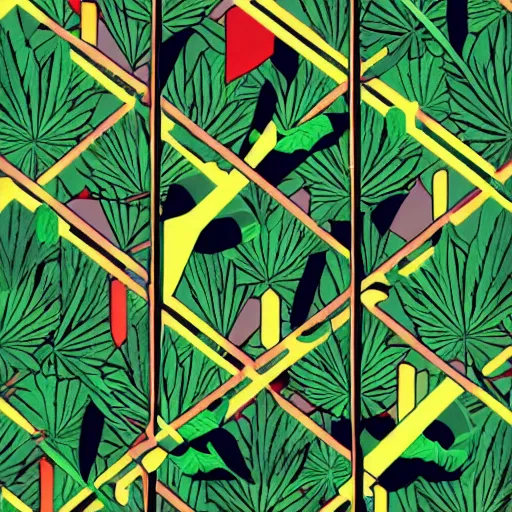 Image similar to Marijuana profile picture by Sachin Teng, symetrical, Organic Painting , Leaf Green, adidas, Green smoke, Impressive, Award Winning, Warm, Good Vibes, Positive, geometric shapes, energetic, intricate background, graffiti, street art:2 by Sachin Teng:4