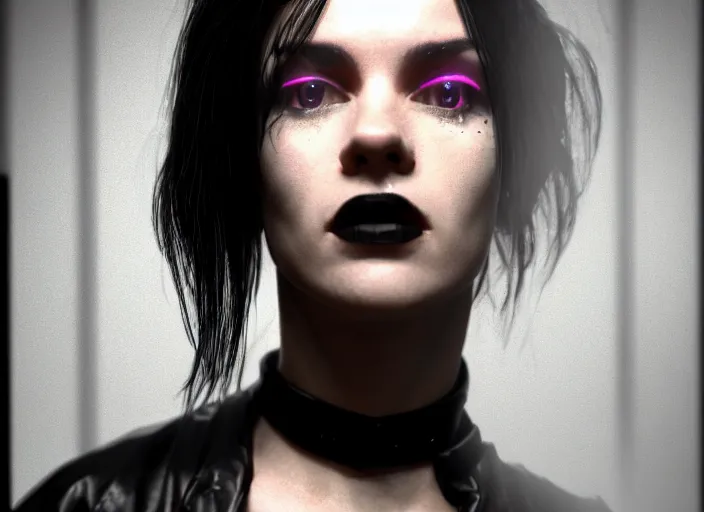 Prompt: octane render photographic portrait by quentin tarantino of a beautiful feminine man wearing black techwear and light makeup looking in a broken bathroom mirror, rundown new york apartment, full shot, retrofuturism grunge cyberpunk cinematic, 4 k, 8 k, hd, high resolution, ultra realistic faces, photorealistic, intricate detail, trending on artstation, digital painting, clockwork orange