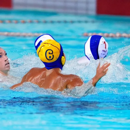 Image similar to water polo with hippopotamuses instead of horses.