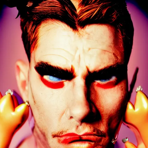 Image similar to a devil, close - up portrait photo by david lachapelle, masterpiece, trending on flickr