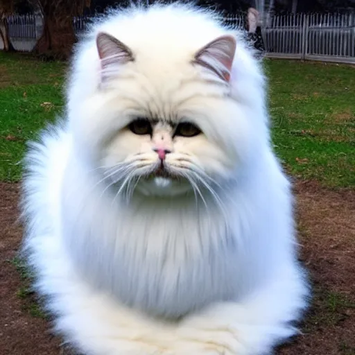 Prompt: giant! cat with fur overwhelmingly ( very very fluffy! ) giant! puffy fur in a park