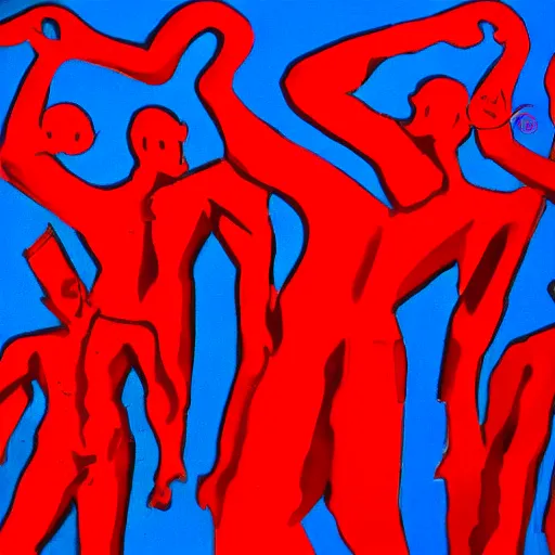 Prompt: blue and red men