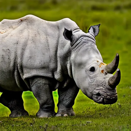 Prompt: an albino white rhino, award winning nature photography t