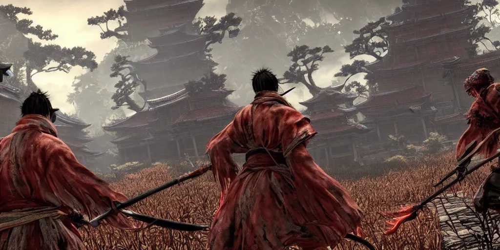 Image similar to a stunning screenshot of a flesh forest in sekiro