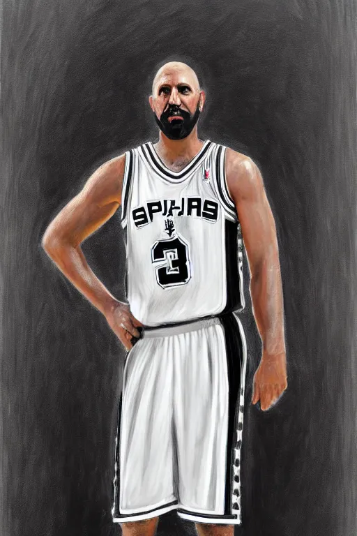 Image similar to full body portrait of the dictator of the san antonio spurs, 1 8 8 9, in full military garb, silver, black, white, greg popovich, oil on canvas by william sidney mount, trending on artstation