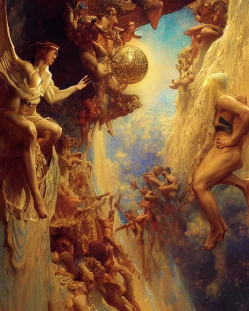 Image similar to the nine spheres of heaven from dante's divine comedy. highly detailed painting by gaston bussiere, craig mullins, j. c. leyendecker 8 k