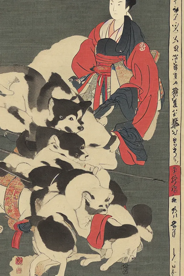 Prompt: a portrait of a shogunate shiba inu, ukiyo - e, artistic, highly detailed, historical