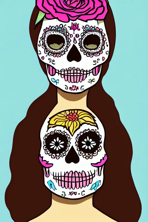 Image similar to Illustration of a sugar skull day of the dead girl, art by matt bors