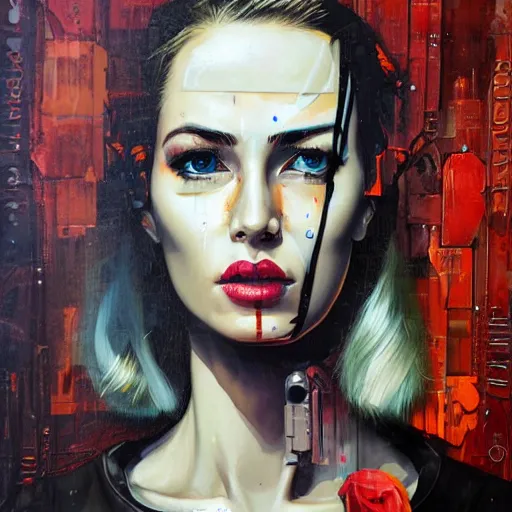 Image similar to portrait of a female android, by Sandra Chevrier