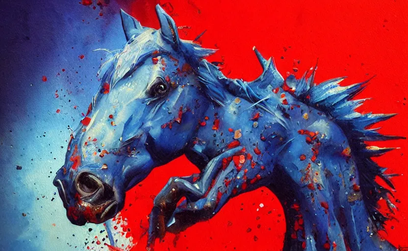 Image similar to a painting of pepsihorse trending on artstation in the style of greg rutkowski, 3 d, watercolor, beautiful, horse, pepsi, fluid