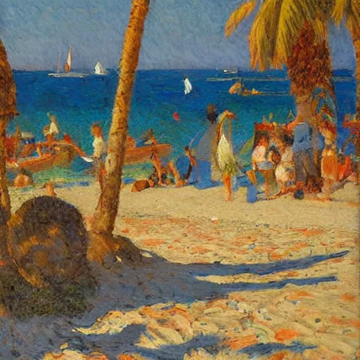 Image similar to oil paint impasto reliefs, italian beach scene, an artwork by charles w. bartlett and colin campbell cooper