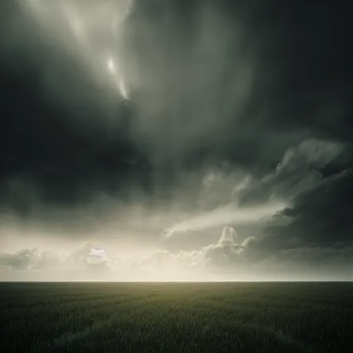 Prompt: an endless very tall wall far away. in a field, dramatic lighting. cloudscape, dystopian, grim, dark, full frame camera, 1 9 9 0 s, award - winning photograph, octane render, 4 k