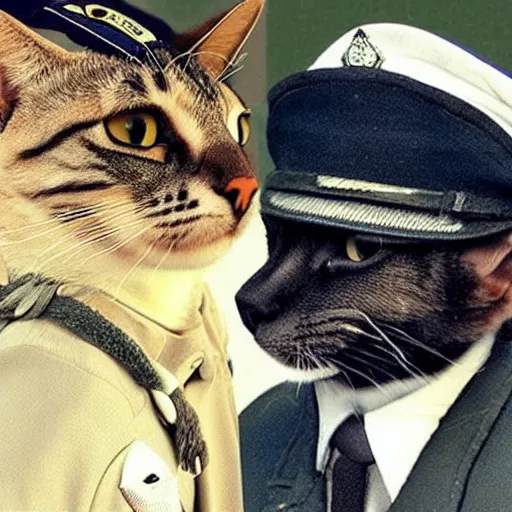 Image similar to a photo of a cat wearing a pilot's uniform